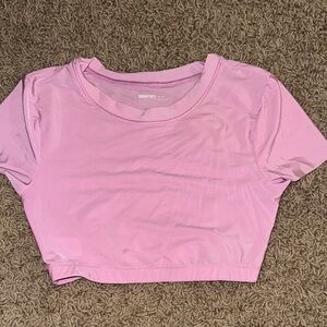 Aerie Soft Pink Workout Top over sports bra